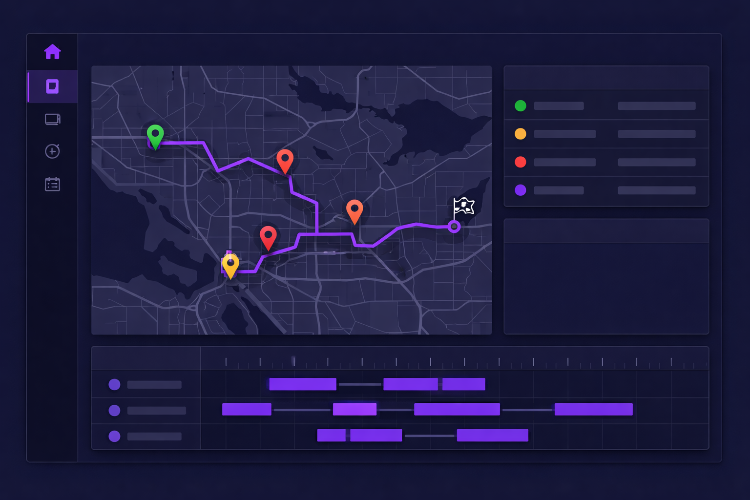 FieldRoute operations dashboard showing route map, job list, and crew schedule